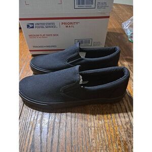 New 10.5 Leinier Black Canvas Shoes Slip On Fashion Sneaker Skater Casual Shoes